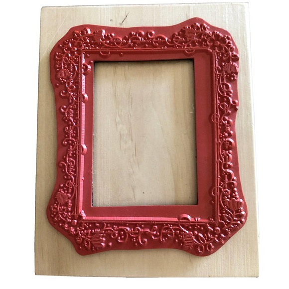 S03 Flower Stitch Frame Wood Mounted Rubber Stamp by DJ Inkers 5" x 6.25" - Picture 5 of 5